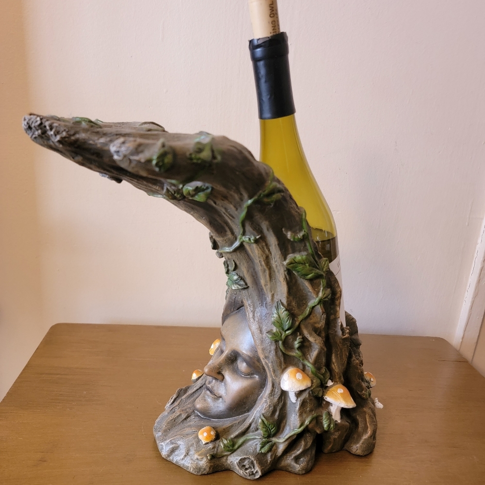 Lady of the Forest wine bottle glass holder